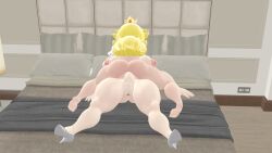 1futa 1girls 3d after_sex ass barefoot female flaccid flaccid_penis futa_on_female futanari high_heels kabalmystic light-skinned_female light-skinned_futanari light_skin mario_(series) mr_plushgore nintendo princess_peach princess_rosalina sfm source_filmmaker