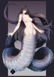 1girls breasts lamia long_hair mabo9317 snake_girl snake_tail