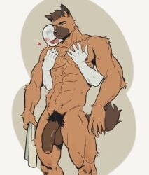 abs anthro arthur_(toumaart) balls bara biceps big_balls big_penis canid canine canis fur furry humanoid_genitalia humanoid_penis male male_nipples male_only mammal manly muscular_anthro muscular_male nipples nude pecs penis toumaart