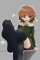 azureemmi_(artist) danganronpa danganronpa:_trigger_happy_havoc foot_fetish foot_focus fujisaki_chihiro musk sweat