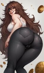 ai_generated big_breasts big_butt boots clockwork_(creepypasta) clothed_female creepypasta dat_ass pale-skinned_female pants pussy_visible_through_clothes tank_top