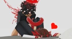 2boys 3d anal anal_sex ass big_ass black_clothing black_hair black_jacket bottomless bottomless_male brown_hair cat_tail catboy crimstuff gay halo heart jacket long_sleeves male_only neko-jan on_bed pale-skinned_male pale_skin red_hair roblox roblox_avatar robloxian school_uniform short_hair sleeves smile tan-skinned_male tan_skin two_tone_hair white_clothing wings yaoi