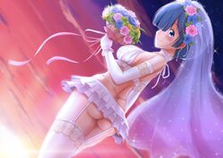 dutch_angle female jmc5221 lingerie re:zero_kara_hajimeru_isekai_seikatsu rem_(re:zero) solo wedding