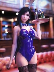 3d 3d_model artist_name big_breasts black_hair bunny_ears bunny_waitress bunnysuit club clumsyneko collar couch crossed_legs drinks fake_animal_ears final_fantasy final_fantasy_vii final_fantasy_vii_rebirth final_fantasy_vii_remake fit_female highres lace-trimmed_thighhighs latex legwear long_hair red_eyes ribbon serving_beverage serving_drink serving_tray standing stockings stripclub thighhighs tifa_lockhart toned tray waitress