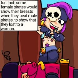 brawl_stars fun_fact penny_(brawl_stars) pink_hair pirate pussy_hair tits_out