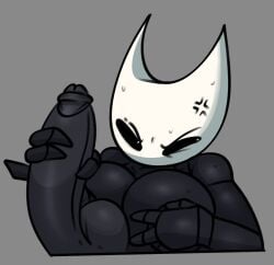 angry anthro balls big_breasts big_penis breasts completedlemon disembodied_penis hand_on_breast handjob hollow_knight hornet_(hollow_knight) simple_background team_cherry