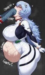 ai_generated curvy huge_belly huge_breasts huge_thighs mini_giantess neon_genesis_evangelion rei_ayanami shinji_ikari sleepyshark swallowing swallowing_whole voluptuous vore vore_belly