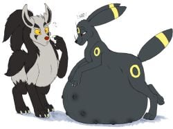 bellies belly bloated blondevelvet blondevelvet18 distended eeveelution feeding feral force guts mightyena pokemon soft stomach stuffing swollen torture umbreon vore