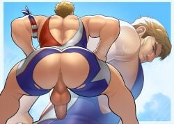 ass bara beach big_ass big_butt blonde_hair bubble_ass bubble_butt butt captain_america captain_america_(marvel_rivals) dat_ass dat_butt fat_ass fat_butt gay huge_ass huge_butt large_ass large_butt llamasart male male_only marvel marvel_rivals muscular muscular_male ripped_clothing round_ass round_butt showing_ass solo summer thick_ass thick_butt