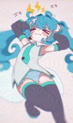 1girls armpit armpits banananosongen female hatsune_miku panties sole_female thighhighs vocaloid