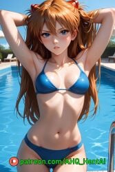 1girls ahq_hentai ai_generated asuka_langley_sohryu bikini blush breasts cute medium_breasts neon_genesis_evangelion perfect_body poolside stable_diffusion standing wet