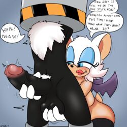 ball_fondling balls bat begging big_breasts big_penis bondage bound breasts comeuppance domination duo edging english_text female femdom hedgehog mammal orgasm_denial penis precum rouge_the_bat shadow_the_hedgehog sonic_(series) starit tease teasing text