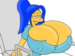 big_breasts blue_hair breasts cleavage female hair huge_breasts hyper_breasts large_breasts marge_simpson the_simpsons