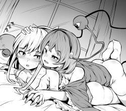 1futa 2girls big_butt breast cheating cucked_by_futa cuckold duo_focus female from_behind futa_on_female futa_with_female futanari hair hairband handholding hata_no_kokoro implied_futanari implied_penetration implied_sex koishi_komeiji light-skinned_female light-skinned_futanari light_skin makin_tama netorare ntr on on_stomach on_top prone_bone satori_komeiji sleeping text third_eye touhou zzz