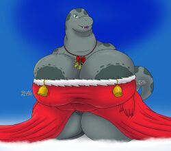 alythewolfcat anthro areola areola_slip bell big_breasts blush breasts christmas clothing dress female freckled_breasts freckles genitals gloves handwear hi_res holidays huge_breasts hyper hyper_breasts jingle_bell mistletoe nipple_outline overweight overweight_female plant pussy reptile scalie shaking_breasts snake solo sound_effects spots