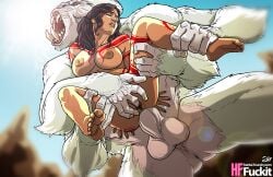 1boy 1girls a_princess_of_mars alien alx_(fuckit) anal ape barefoot barsoom bestiality breasts carrying_partner dejah_thoris ear_piercing fangs feral feral_penetrating fingering full_nelson fur human_female human_penetrated john_carter_of_mars large_penis looking_pleasured monster muscular_male pleasure_face roaring sex size_difference straight tattoo vaginal_penetration white_ape white_fur zoophilia