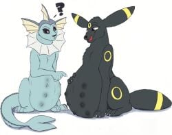 ambiguous_prey before_vore bellies belly bloated blondevelvet blondevelvet18 confused confused_expression confused_face confused_look confusion digestion distended feeding feral feral_only feral_pred houndoom implied_vore pokemon question_mark soft stomach stuffing swollen umbreon vaporeon vore