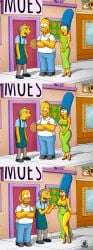 20th_century_studios accurate_art_style ass_expansion bald big_breasts bimbofication blue_hair breast_expansion breasts cleavage dress earrings female hair homer_simpson large_breasts linkartoon male marge_simpson moe_szyslak the_simpsons wide_hips yellow_body yellow_skin