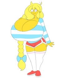 big_breasts blonde_hair breasts breasts_bigger_than_head cassie_(theycallhimcake) female gigantic_breasts hair huge_breasts hyper_breasts large_breasts long_hair looking_at_viewer massive_breasts the_simpsons theycallhimcake