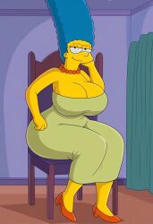 big_breasts blue_hair breasts female hair large_breasts marge_simpson the_simpsons