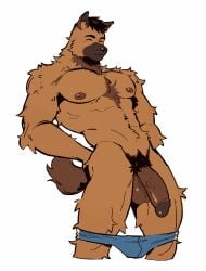 abs anthro arthur_(toumaart) balls bara biceps big_balls big_penis canid canine canis fur furry humanoid_genitalia humanoid_penis male male_nipples male_only mammal manly muscular_anthro muscular_male nipples nude pecs penis toumaart