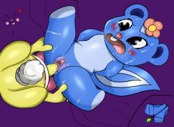 2022 ^v^ anthro blue_body bodily_fluids buckteeth cuddles_(htf) female forced genitals happy_tree_friends heart_symbol holding_both_legs lagomorph leporid male male/female mammal mephitid penetration penis petunia_(htf) pussy rabbit rape sex skunk sweat tagme teeth vaginal_penetration vaginal_penetration xneavadash yellow_body