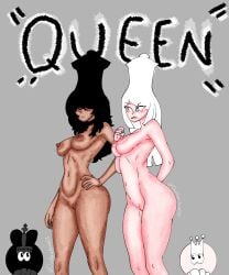 anime_chess big_breasts black_queen_(creibis) chess chess_piece creibis danionebyall53_(artist) king_(chess) naked pillow_shading queen_(chess) white_queen_(creibis)