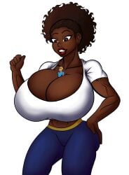 african_female afro ass breasts dakota_(tomkat96) dark-skinned_female huge_breasts large_breasts muscular muscular_arms muscular_female oc shrunk tiny_male tomkat96