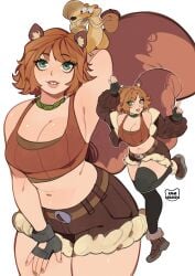 20th_century_fox 20th_century_studios 2d blue_sky_studios breasts brown_hair chris_wedge cleavage female female_focus fully_clothed girl ice_age_(series) kamii_momoru male marvel marvel_comics marvel_rivals scrat_(ice_age) short_hair shorts squirrel_girl_(marvel) squirrel_girl_(marvel_rivals) tank_top