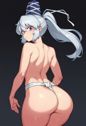 1girls 2d ai_generated almost_naked almost_nude ass back_view big_ass blue_eyes civitai dat_ass female fundoshi fundoshi_only hat heavenly_ass long_hair looking_at_viewer looking_back looking_back_at_viewer mononobe_no_futo ponytail self_upload silver_hair simple_background thick_thighs thighs tied_hair topless touhou white_hair