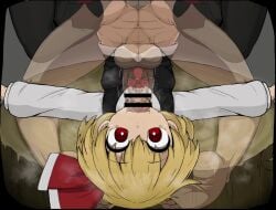 1futa 1girls animated ass ass_up barefoot black_legwear blonde_hair bottomless color deepthroat epic_armageddon expressionless face_fucking long_sleeves loop on_knees outstretched_arms piledriver_position red_eyes ribbon rumia see-through seija_kijin short_hair smooth_balls smooth_penis tagme thighhighs tongue tongue_out touhou unseen_character video