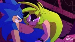 1boy 1girls animated fellatio female male/female sonic_(series) sonic_the_hedgehog sonic_the_hedgehog_(idw) sonic_the_hedgehog_(series) sound surge_the_tenrec tagme video