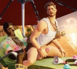 3d 3d_model anal anal_sex balls bara beach beard big_balls dire_(fortnite) epic_games erection fortnite gay gay_anal gay_sex guild_(fortnite) male male/male male_only male_penetrated male_penetrating_male mrdire muscular_male nude penetration penis sex