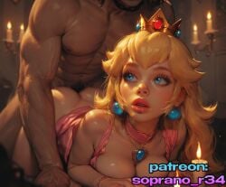 1boy 1girls 2025 ai_generated begging big_ass big_butt big_thighs blonde_hair blue_eyes crown curly_hair female happy human human_on_human male male/female mario_(series) muscular_male nintendo nude nude_female obedience princess princess_peach pussy pussy_juice royalty seductive sex smile soprano_r34 straight straight_sex unseen_male_face wet_pussy young_girl