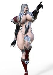 big_ass big_breasts bsgstudio evil_grin magic_user muscular_female sorceress superheroine supervillainess villainess