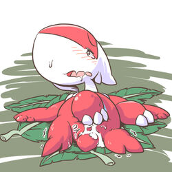 1girls after_sex belly blush cum dragon female female_only latias leaf legendary_pokemon nettsuu nintendo on_back pokemon pokemon_(species) pokemon_rse pussy scalie simple_background solo straight sweat tears trembling video_games wet white_background wings