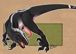 aaronblackfox dinosaur dromaeosaurid feral genitals male penis prehistoric_species reptile rika_(artist) scalie tapering_penis theropod yes zoophilia