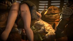 3d after_rape alien bog_rat bound breasts cum_in_pussy cum_overflow defeated egg egg_laying grandmanaconda_(artist) jabba_the_hutt oola pregnant pubic_hair pussy rey source_filmmaker star_wars unconscious zoophilia