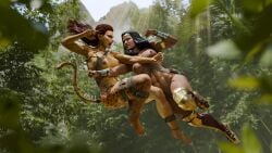 2girls 3d abs areolae barbara_ann_minerva black_hair blender blender_(software) breasts catfight cheetah_(dc) cheetah_(injustice_2) dc dc_comics diana_of_themyscira diana_prince duo duo_female duo_focus female female_only fight fighting fit fit_female injustice_2 muscular muscular_female netherrealm_studios nipples nude nude_female quick_e red_hair torn_clothes wardrobe_malfunction warner_brothers wonder_woman wonder_woman_(injustice) wonder_woman_(series)