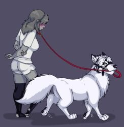 animal_holding_leash bondage cajuzinho02 canid canine canis collar dominant dominant_feral dominant_male faceless_character faceless_female faceless_male female female_on_feral feral feral_holding_leash hi_res human human_on_feral human_pet_feral_owner interspecies male male/female mammal mihoyo petplay roleplay solo submissive submissive_female submissive_human von_lycaon wolf zenless_zone_zero zoophilia