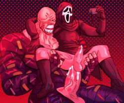 2boys after_sex anal clothed creampie crossover cum cum_in_ass danny_johnson dead_by_daylight gay gay_sex ghostface holding_camera holding_object jenpie2 male male_only monster_boy nemesis_(resident_evil) resident_evil scream_(franchise) selfie size_difference yaoi zombie