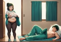 1boy 1girls ai_generated big_breasts incest inko_midoriya izuku_midoriya milf my_hero_academia older_female stable_diffusion tagme zang3tsu