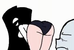 1boy 1girls animated anon anonymous_male arcaned_roses ass butt_wiggle frowning mystery_(roses_arcaned) panties roses_arcaned teasing tied_up twerking white_shirt wiggle wiggling_ass