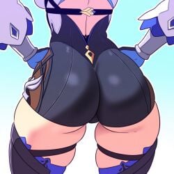 1girls ai_generated ass ass_focus big_ass eula_(genshin_impact) female female_only genshin_impact huge_ass mullon novelai solo_female solo_focus that_ass_was_fat