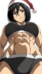 abs ai_generated attack_on_titan female gym_clothes iazirra mikasa_ackerman