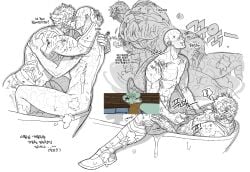 2boys bathtub censored cum cum_on_face deadpool deadpool_&_wolverine_(2024) ejaculation gay hairy hairy_arms hairy_male heart james_howlett kissing logan_(x-men) male male/male marvel muscular muscular_male nude penis penis_grab ppoooooolvrmm wade_wilson wolverine_(x-men) x-men yaoi