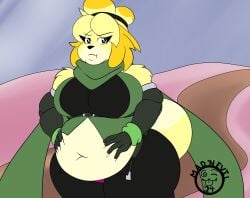 animal_crossing bbw big_breasts breasts female furry huge_breasts isabelle_(animal_crossing) mad_n_evil overweight tagme thick_thighs weight_gain wide_hips