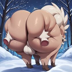 ai_generated ass big_ass bubble_butt canine feral huge_ass hyper hyper_ass male nintendo pokemon pokemon_(species) rockruff