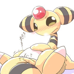 ampharos blush breath female feral japanese_text nettsuu nintendo pokemon pokemon_(species) pussy pussy_juice simple_background solo steam text video_games white_background yellow_body yellow_eyes