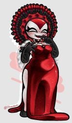 blush chubby chubby_female dress female flora_fauna goth goth_girl high_heels plant_girl plants_vs_zombies red_dress red_lipstick stonesteve sunflower vampire_sunflower_(pvz) vivi_(fuk044)